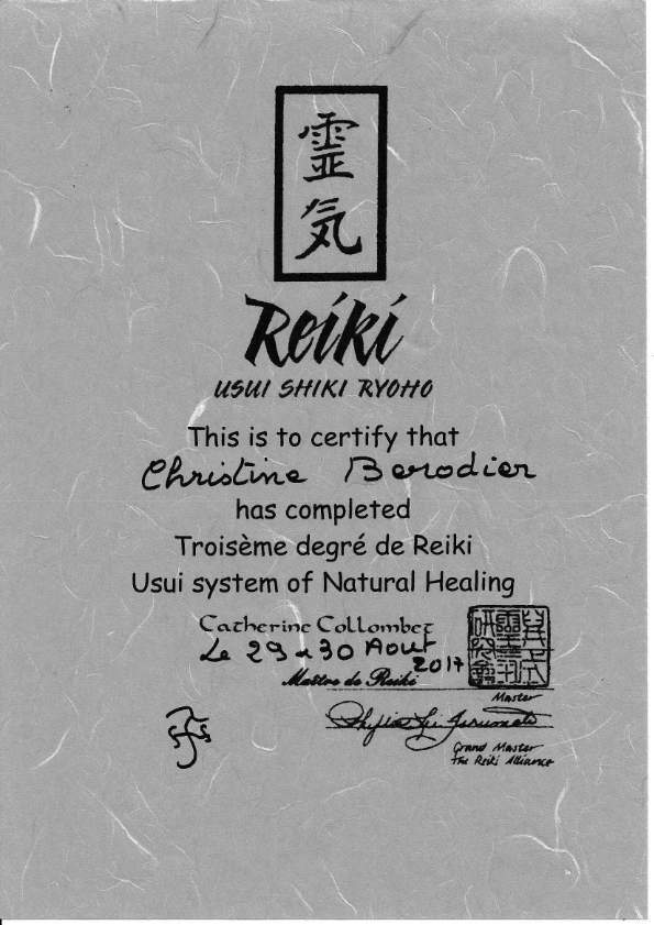 photo diplome Anima’Lis Reiki