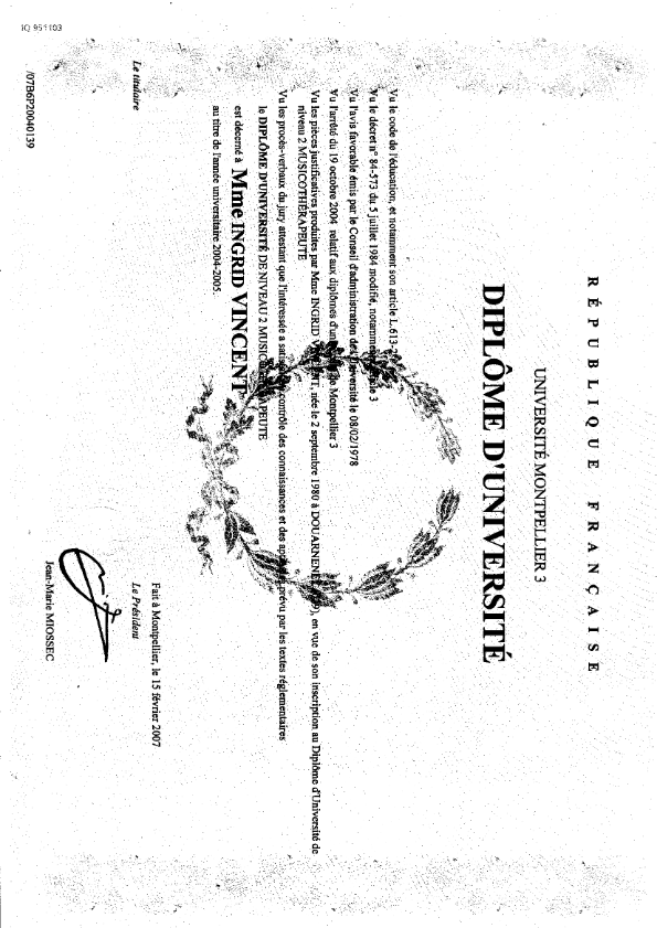 photo diplome Ingrid Vincent 