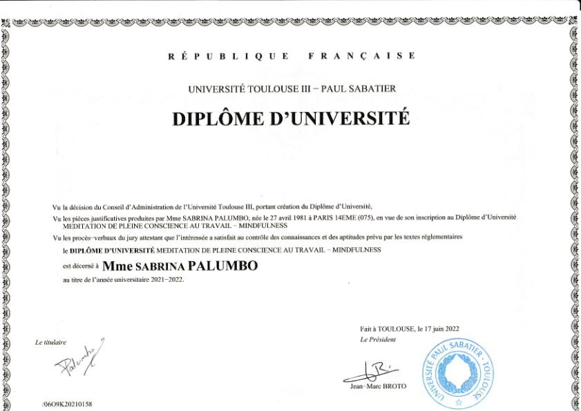 photo diplome Sabrina PALUMBO
