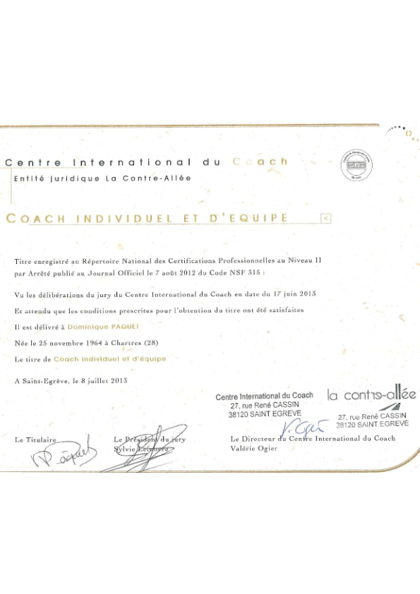 photo diplome Dominique Paquet
