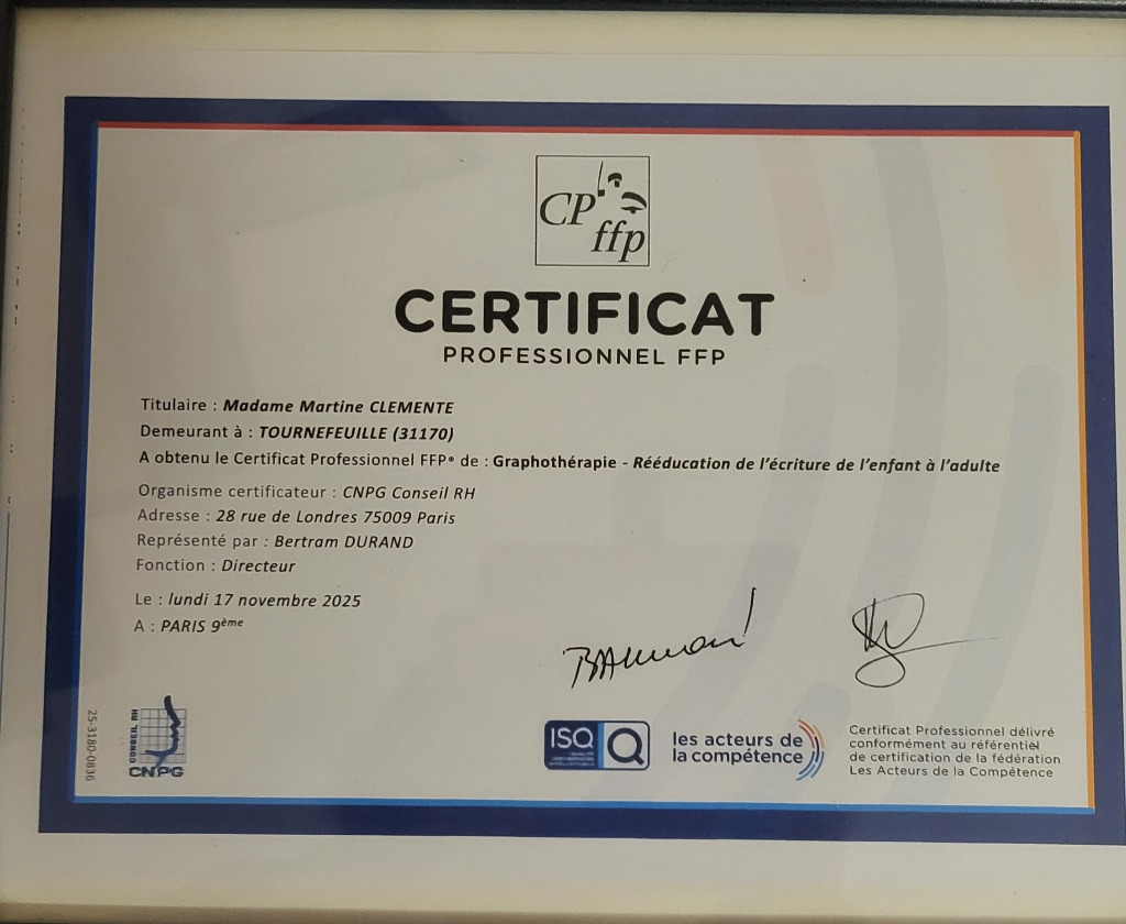 photo diplome Martine CLÉMENTE 