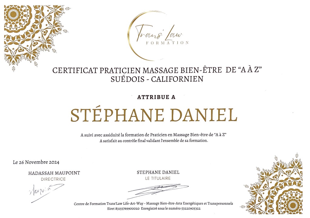 photo diplome Stéphane DANIEL