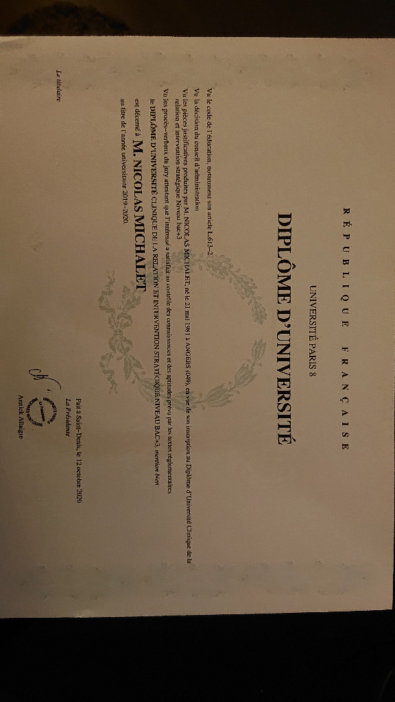 photo diplome Nicolas MICHALET