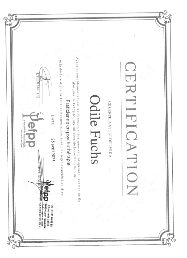 photo diplome Odile FUCHS 