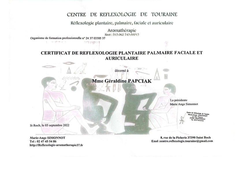 photo diplome Énergie Réflexologie
