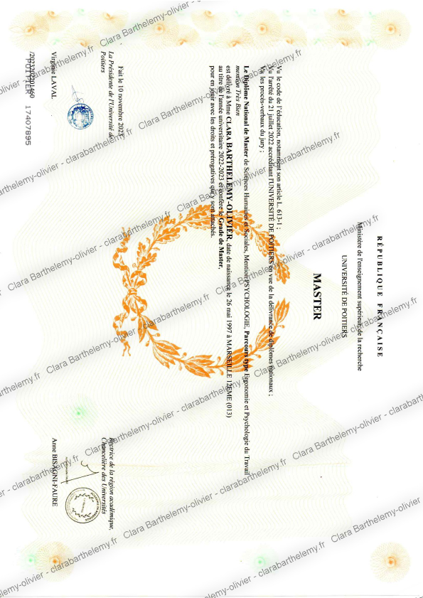 photo diplome Clara BARTHELEMY-OLIVIER