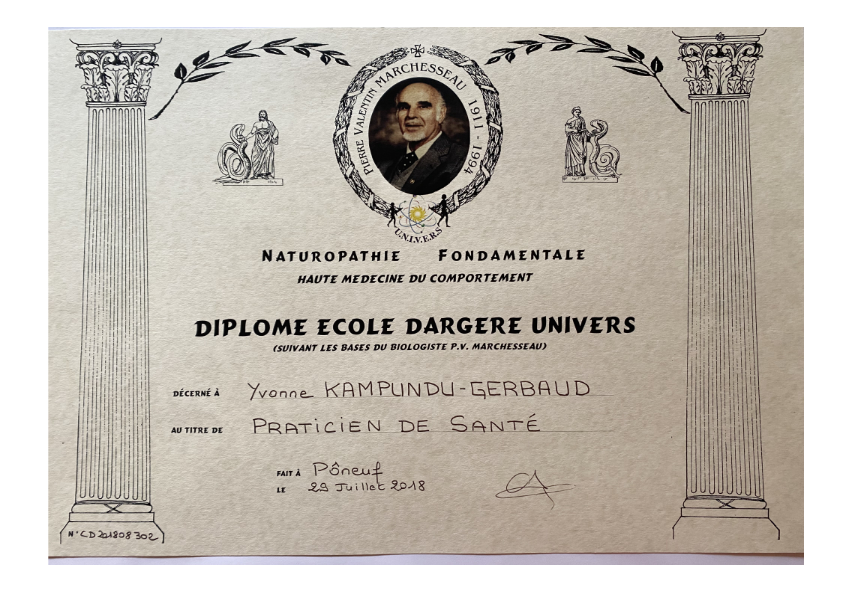 photo diplome YVK Naturo