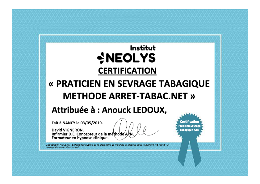 photo diplome Anouck LEDOUX