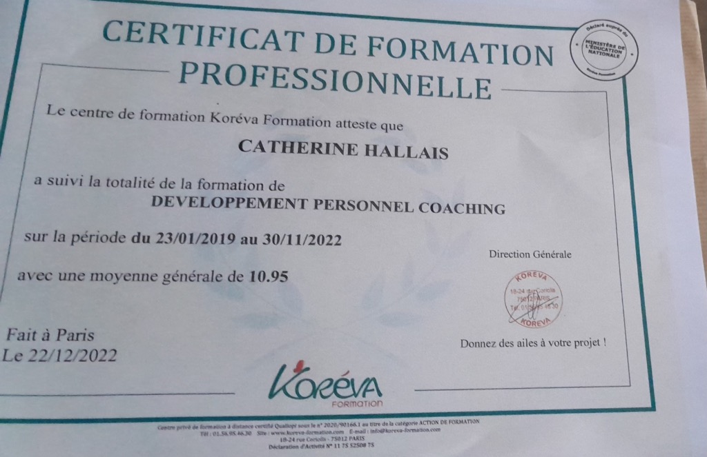 photo diplome Coach de vie