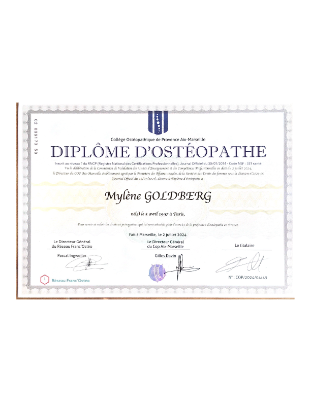 photo diplome Mylène  Goldberg