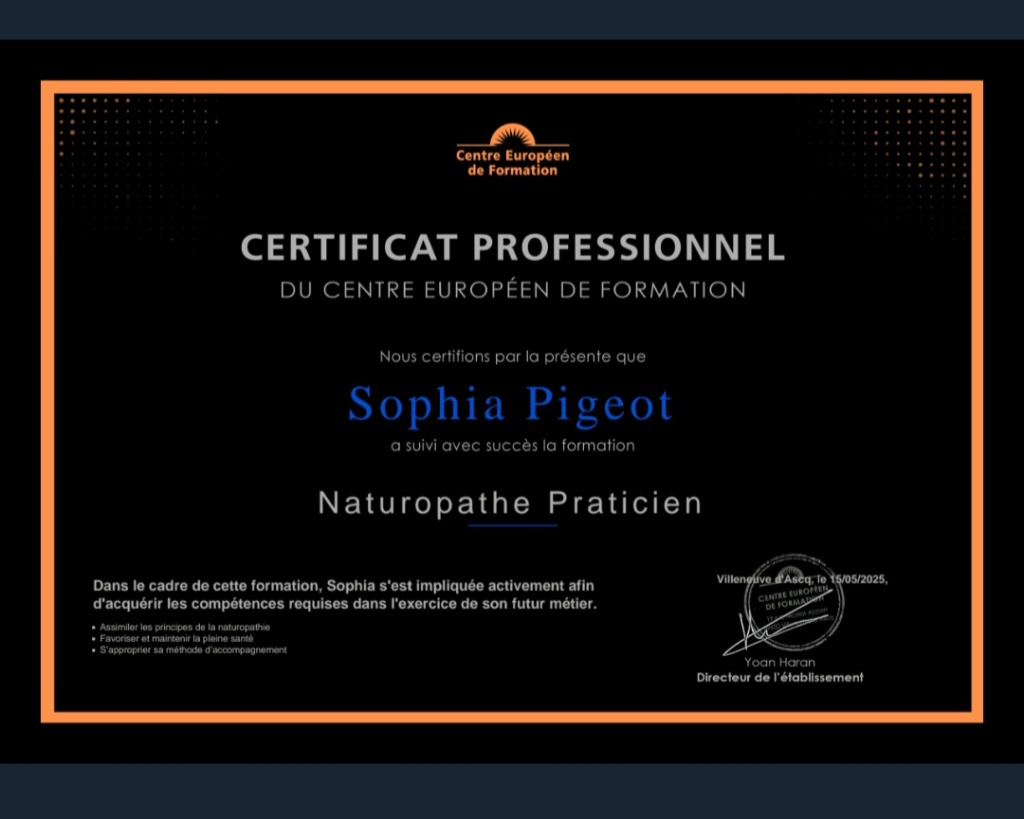 photo diplome Naturopathie Ti Sève 974