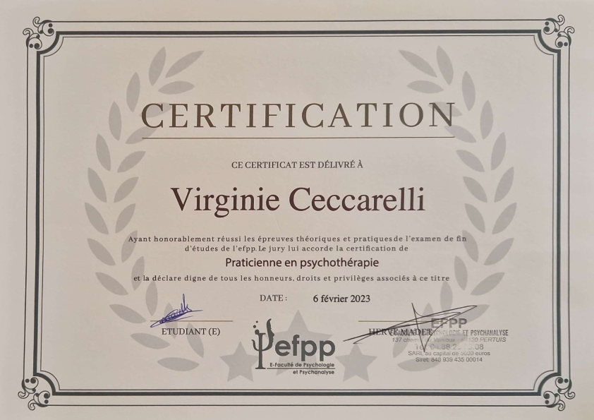 photo diplome Virginie CECCARELLI