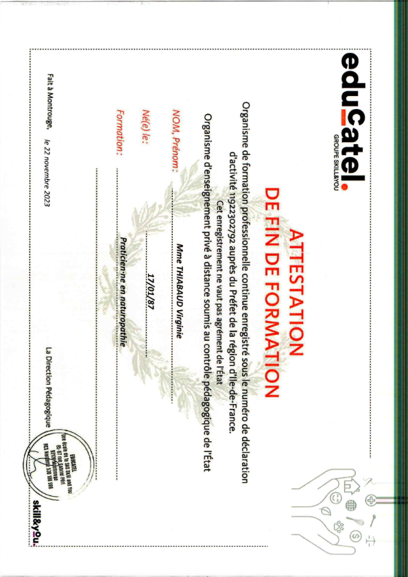 photo diplome La parenthèse nature de Virginie