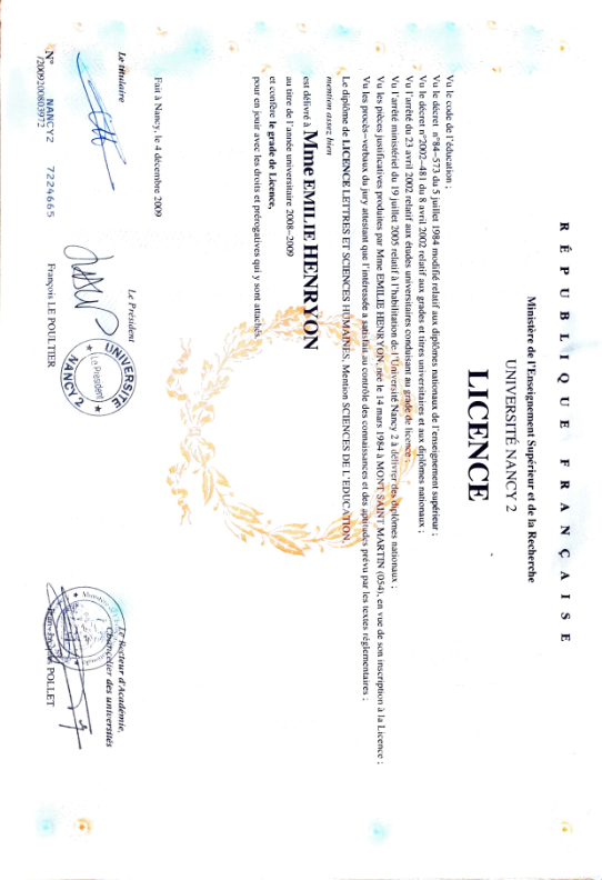 photo diplome Emilie Henryon Spillmann Mili2A 