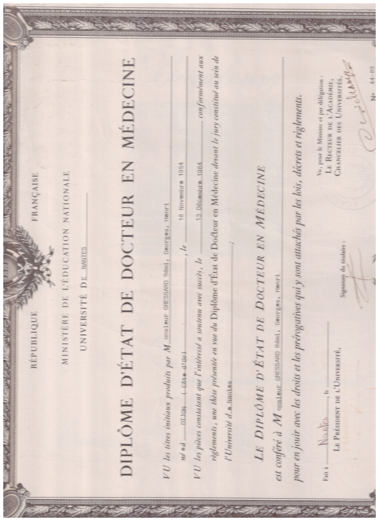 photo diplome Rémi gressad