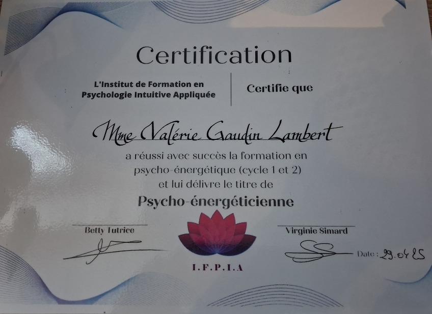 photo diplome Valérie LAMBERT