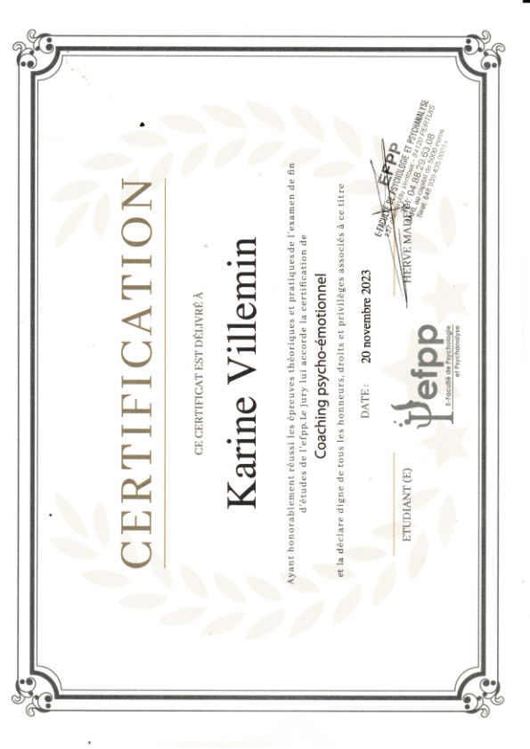 photo diplome Karine VILLEMIN