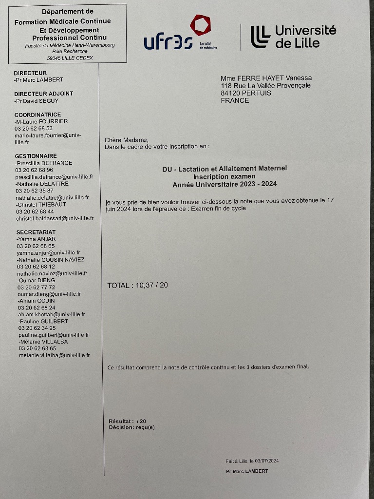 photo diplome La voie lactée conseils en allaitement