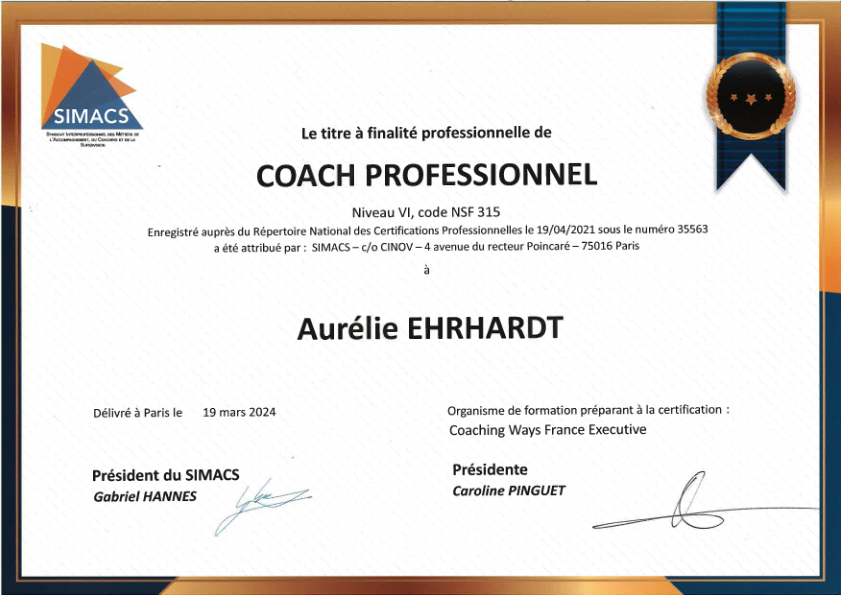photo diplome AVA COACHING
