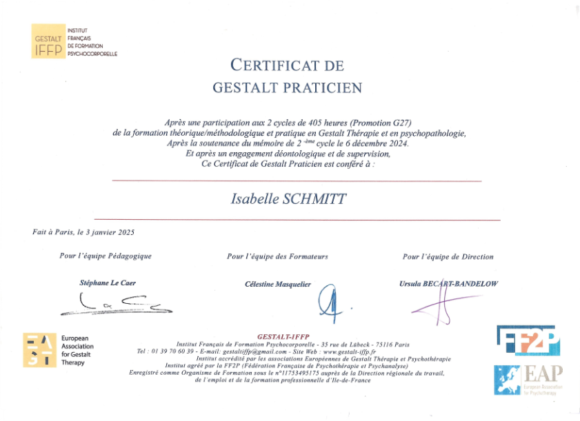 photo diplome Isabelle Schmitt 