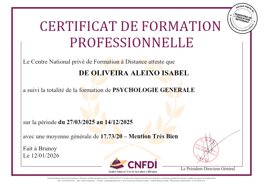 photo diplome Isabel Aleixo