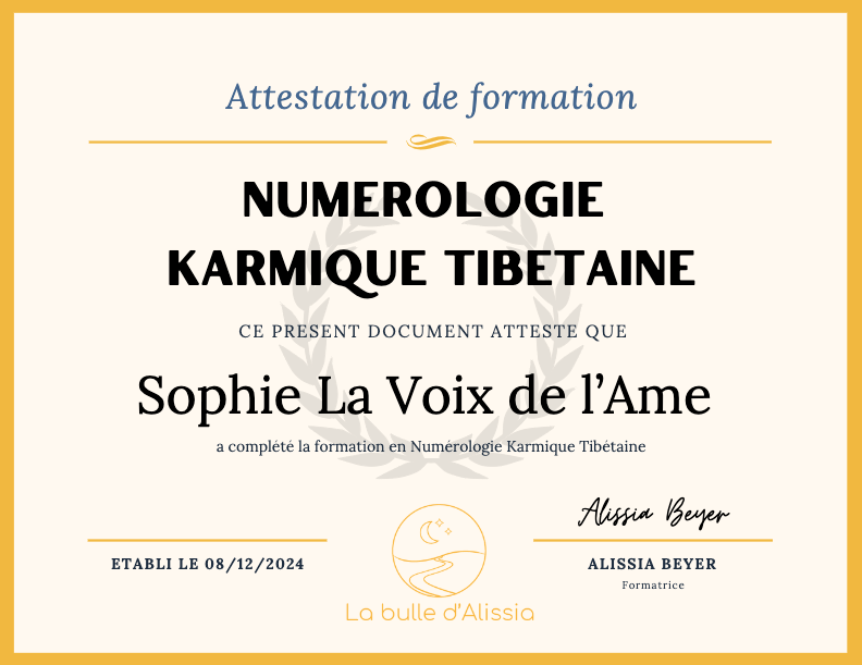 photo diplome Sophie, La voix de l’âme