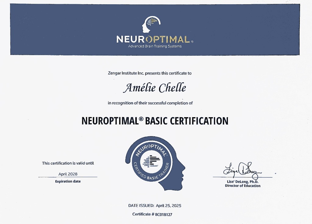 photo diplome Amélie CHELLE - NEUROVITAL