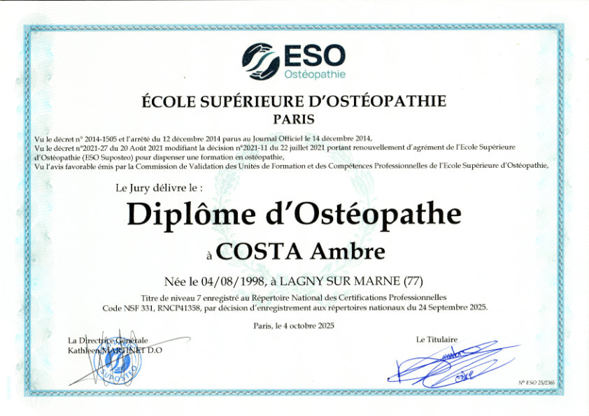 photo diplome Ambre COSTA