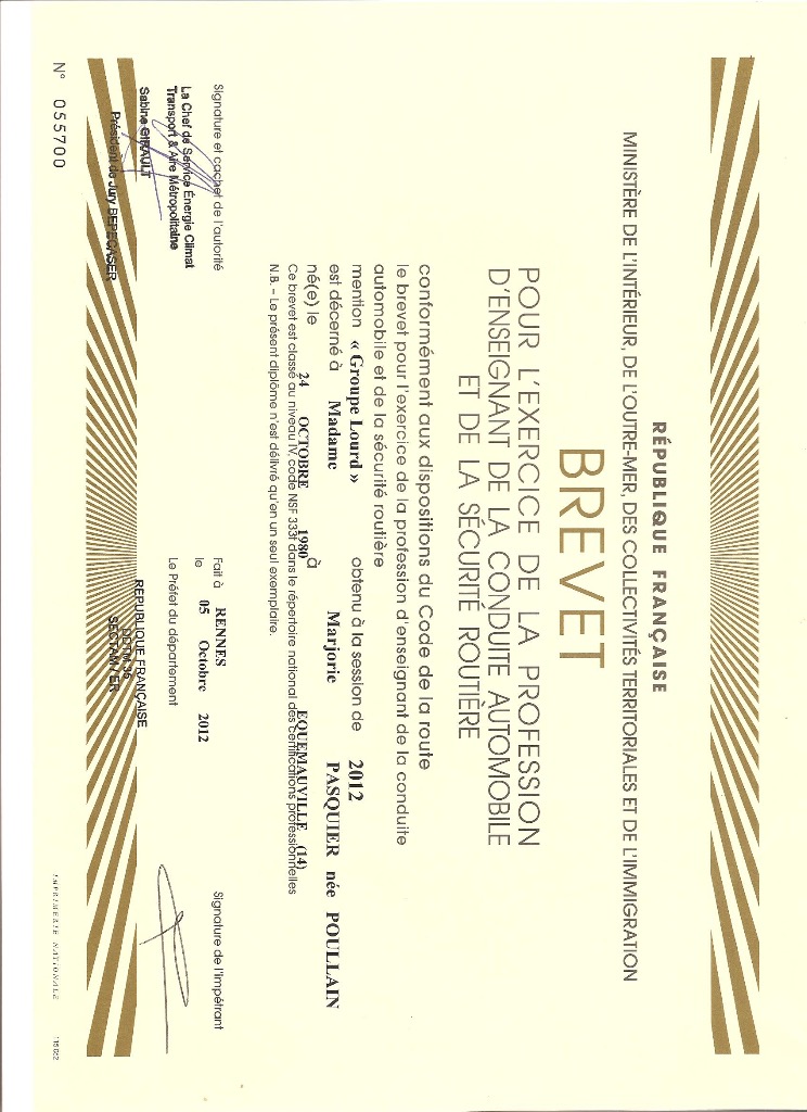 photo diplome Zen au Volant 