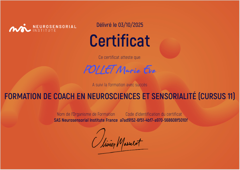 photo diplome Marie Ève résilience coaching