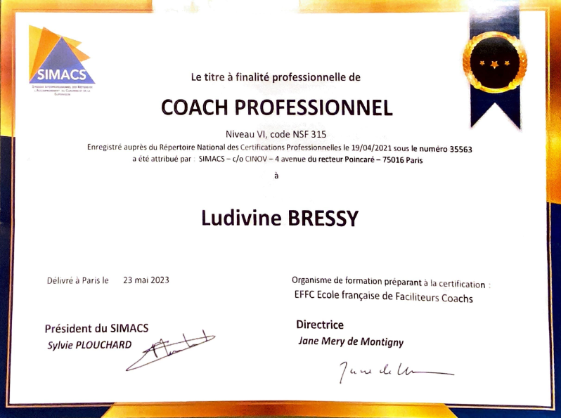 photo diplome Native Essence Coaching