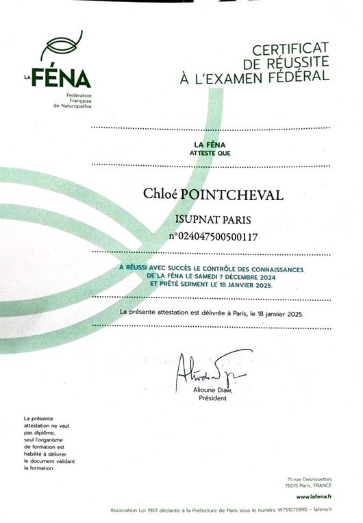 photo diplome Chloé POINTCHEVAL