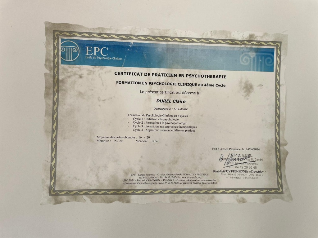 photo diplome Claire Durel 