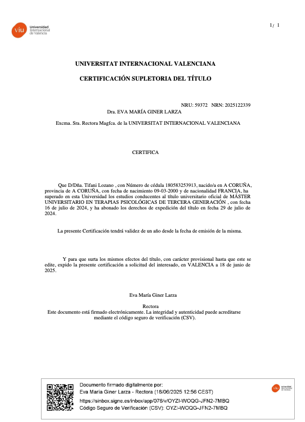 photo diplome Tifani Lozano