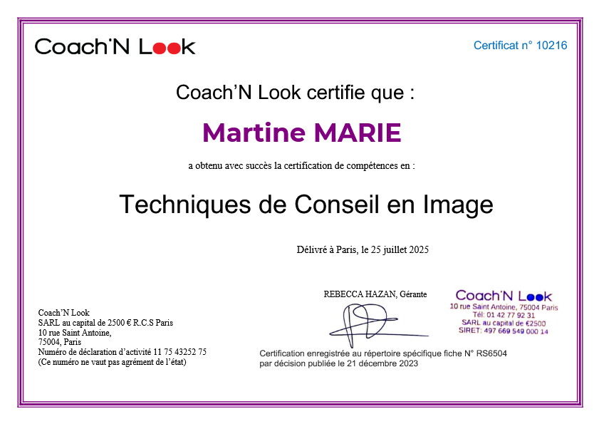 photo diplome Martine MARIE thérapeuthe