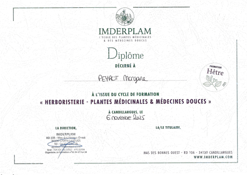 photo diplome Morgane Peyrot