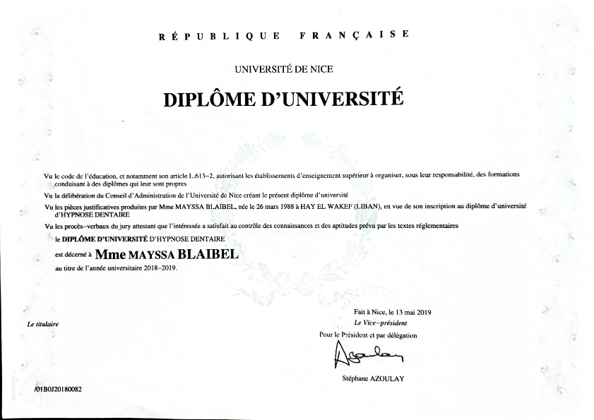 photo diplome Mayssa Blaibel