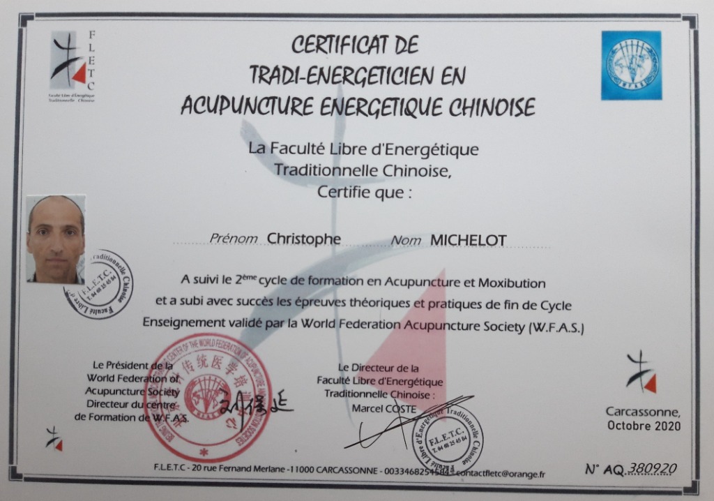photo diplome Christophe MICHELOT