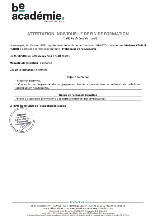 photo diplome CAMILLE HUBERT