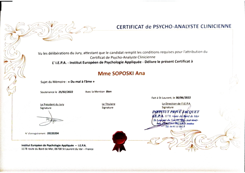 photo diplome Ana Soposki