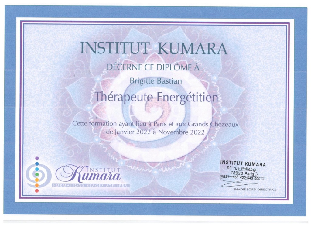 photo diplome Devata - Brigitte Bastian Dotor