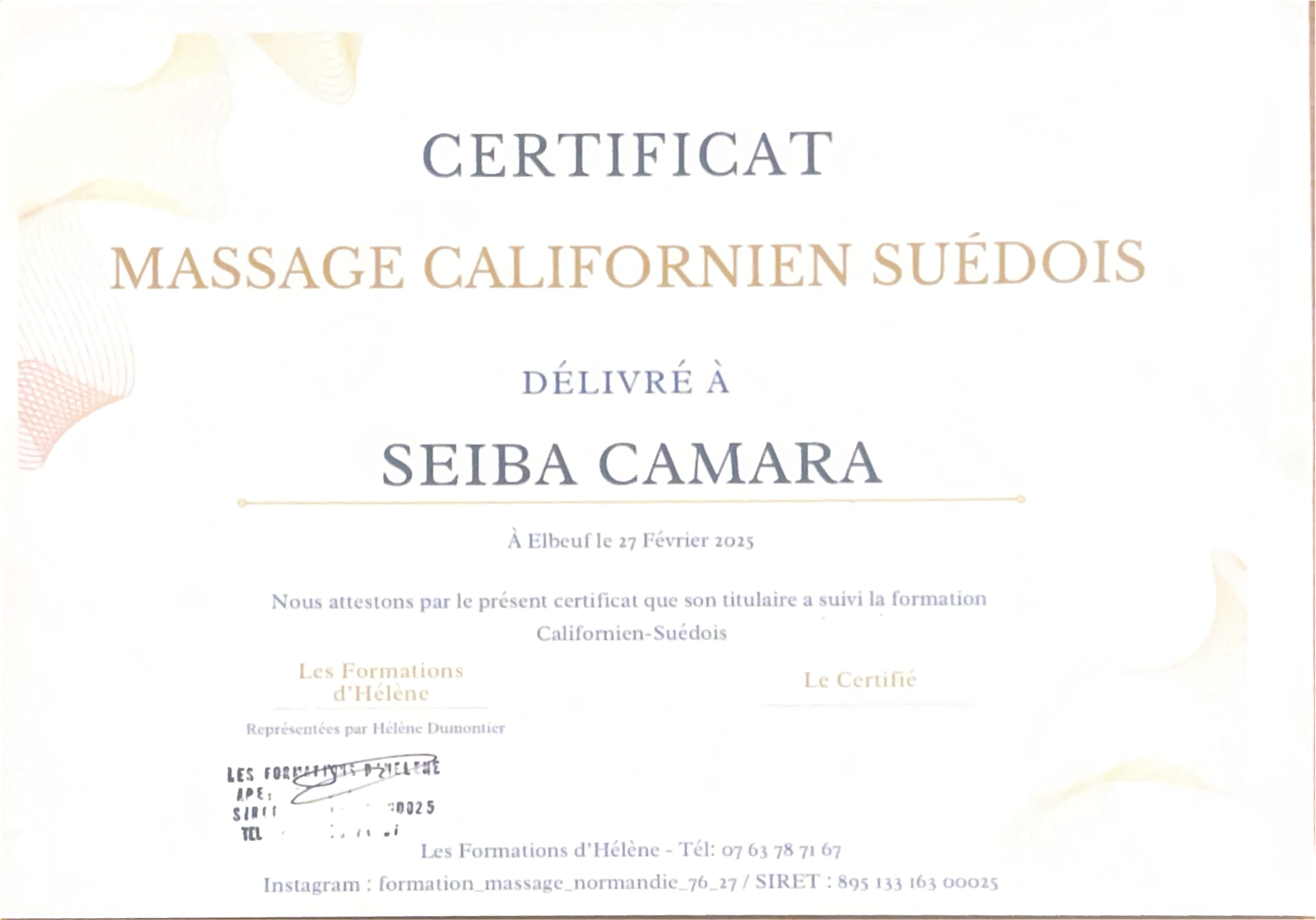 photo diplome The Bodycare House