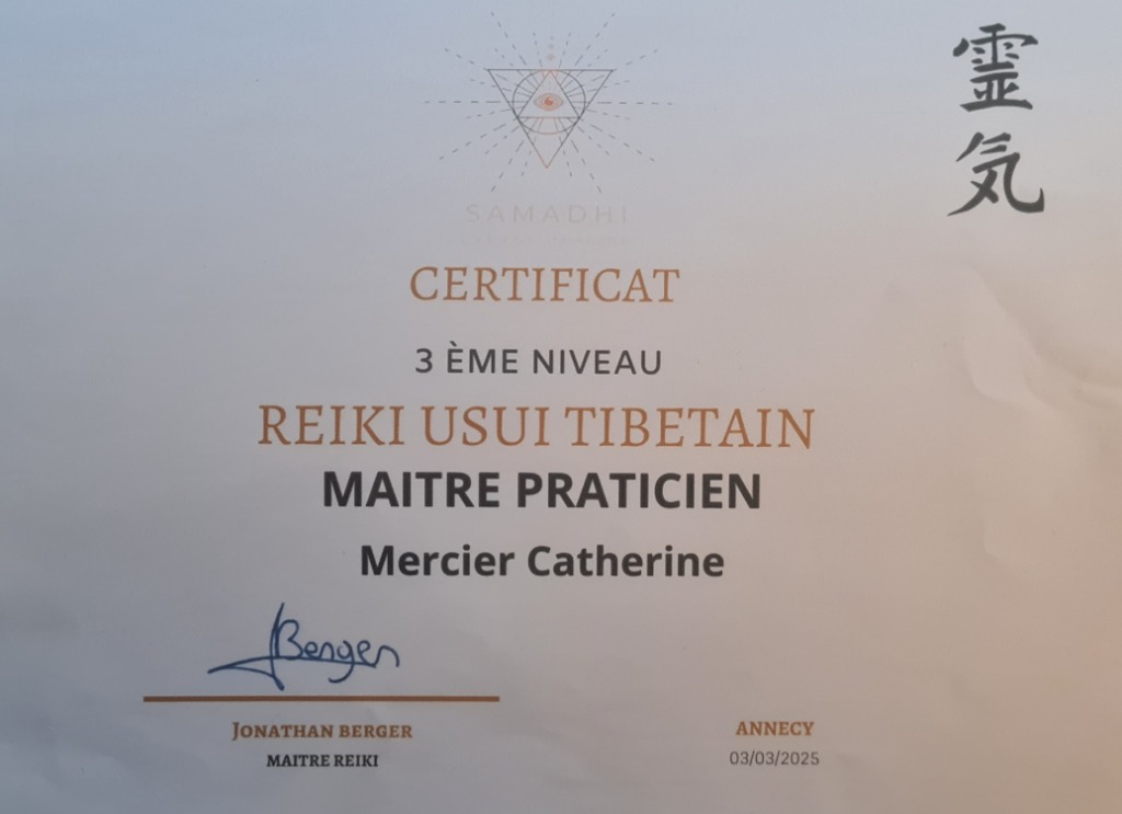 photo diplome Catherine Mercier d’éKilibre&Vie 