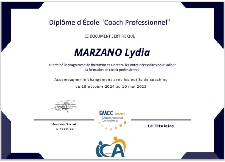 photo diplome L.M. Coaching