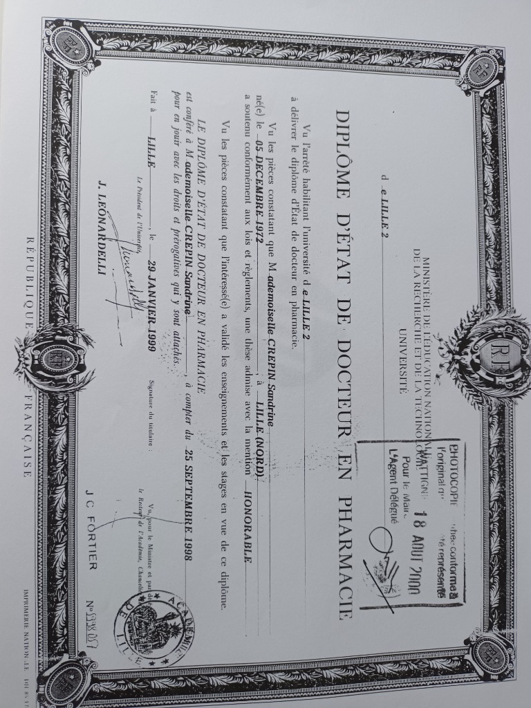 photo diplome Sandrine Crépin