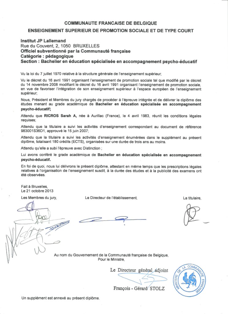 photo diplome Sarah RICROS-RUIZ