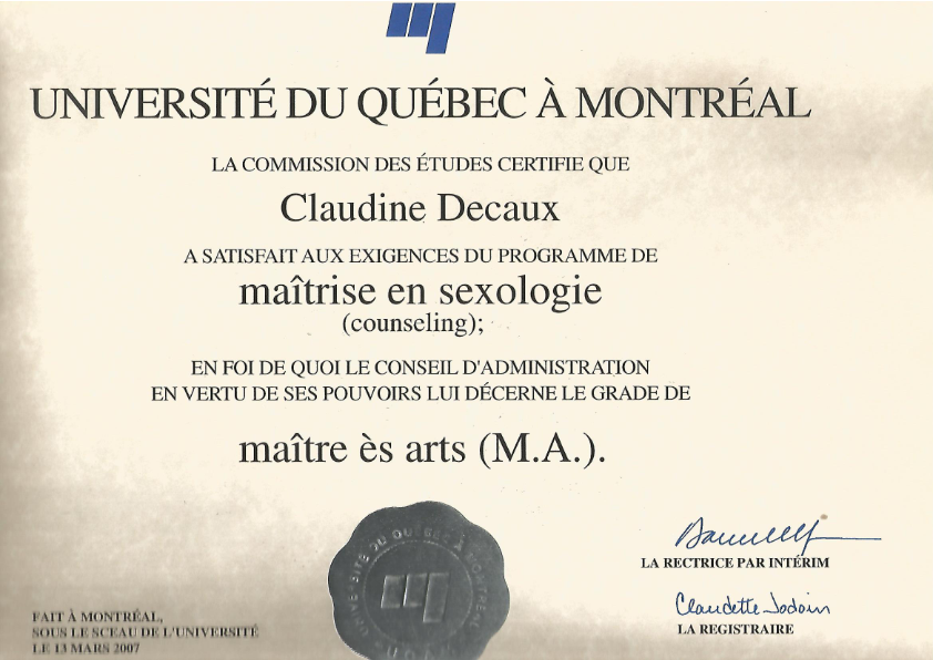 photo diplome CLAUDINE DECAUX