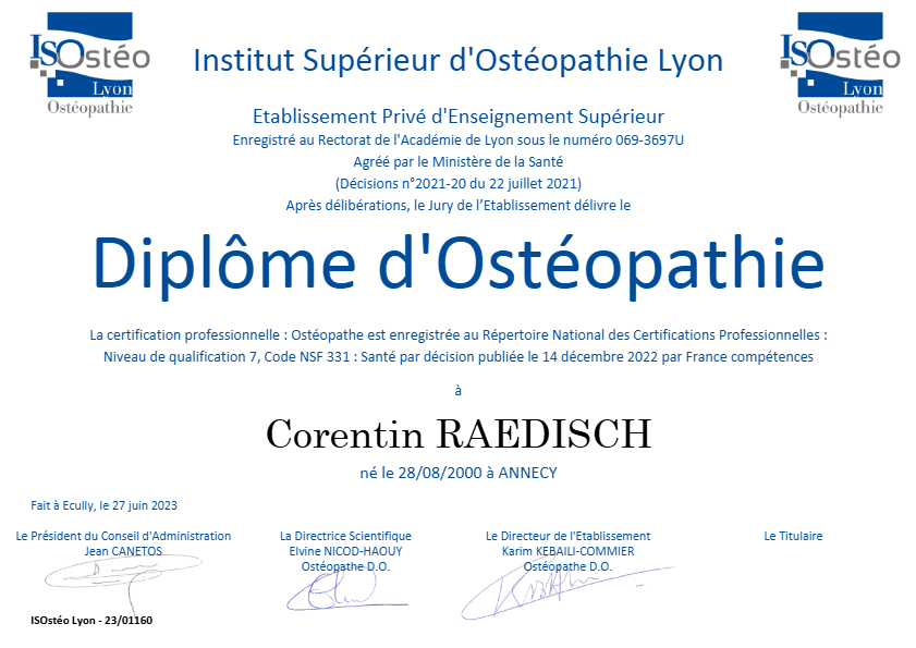 photo diplome Corentin Raedisch