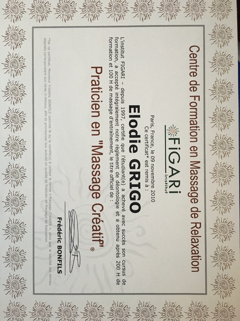 photo diplome Elodie Grigo - Coach holistique -TAOHM