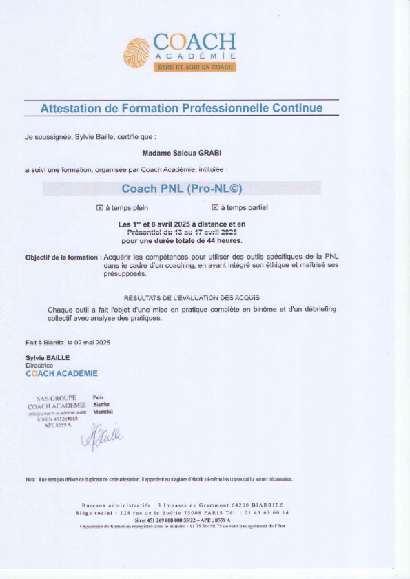 photo diplome Vision Plénitude 